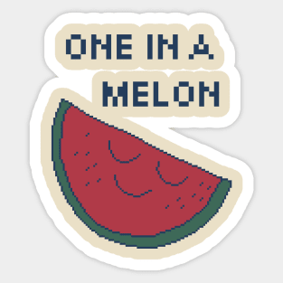 One In A Melon. 8Bit Pixel Art. One in a million. Sticker